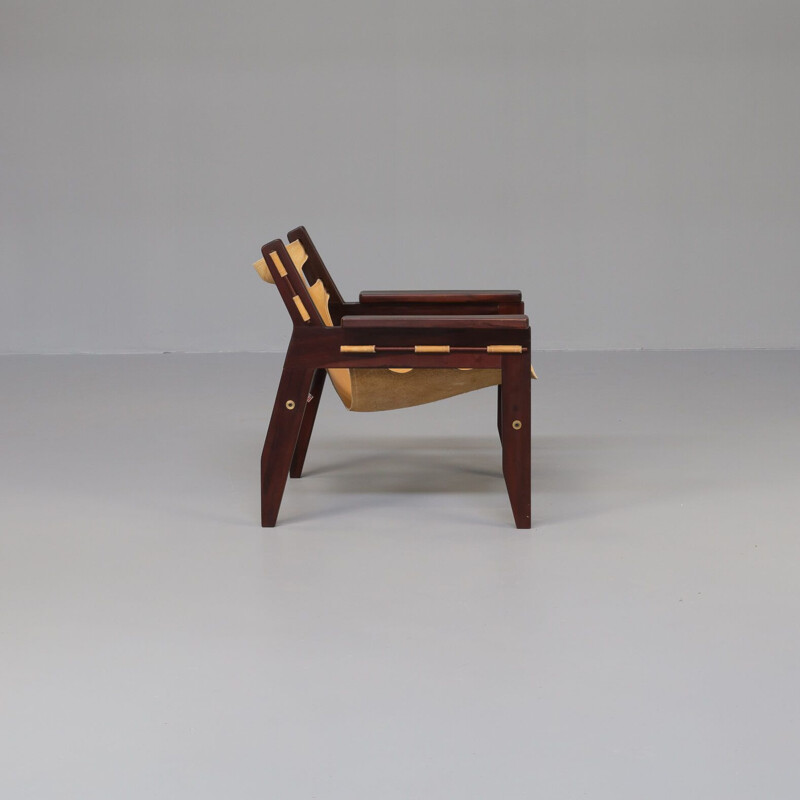 Vintage "kilin" rosewood and leather armchair by Sergio Rodrigues for Oca, 1970s