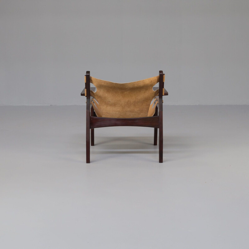 Vintage "kilin" rosewood and leather armchair by Sergio Rodrigues for Oca, 1970s