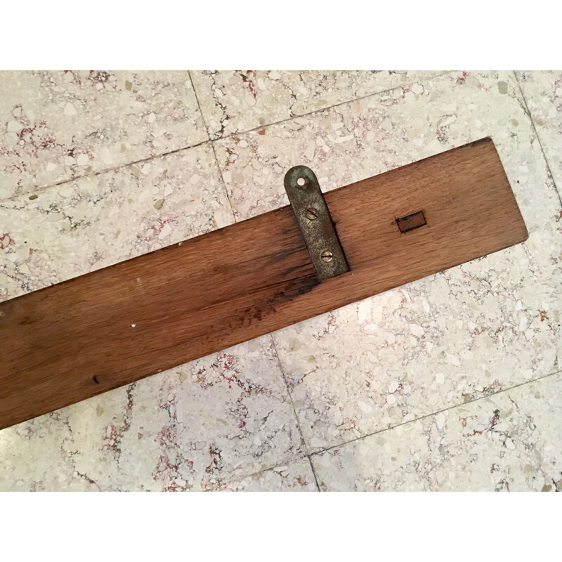 Vintage Art Deco solid oak wall coat rack, 1930-1940