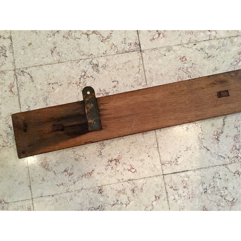 Vintage Art Deco solid oak wall coat rack, 1930-1940