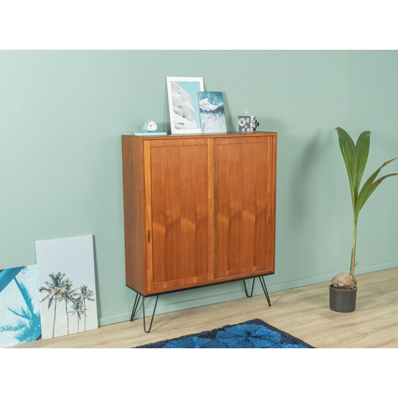 Vintage teak cabinet with two sliding doors by Poul Hundevad, Denmark 1960s