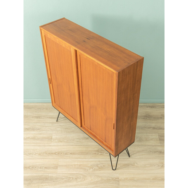 Vintage teak cabinet with two sliding doors by Poul Hundevad, Denmark 1960s