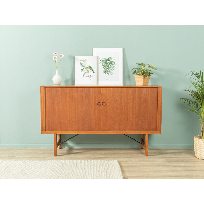 Vintage teak sideboard with two tambour doors, Denmark 1960s