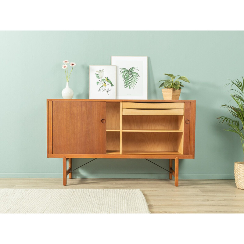 Vintage teak sideboard with two tambour doors, Denmark 1960s