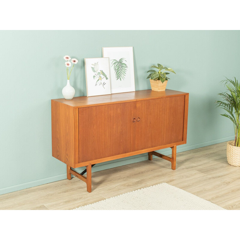 Vintage teak sideboard with two tambour doors, Denmark 1960s