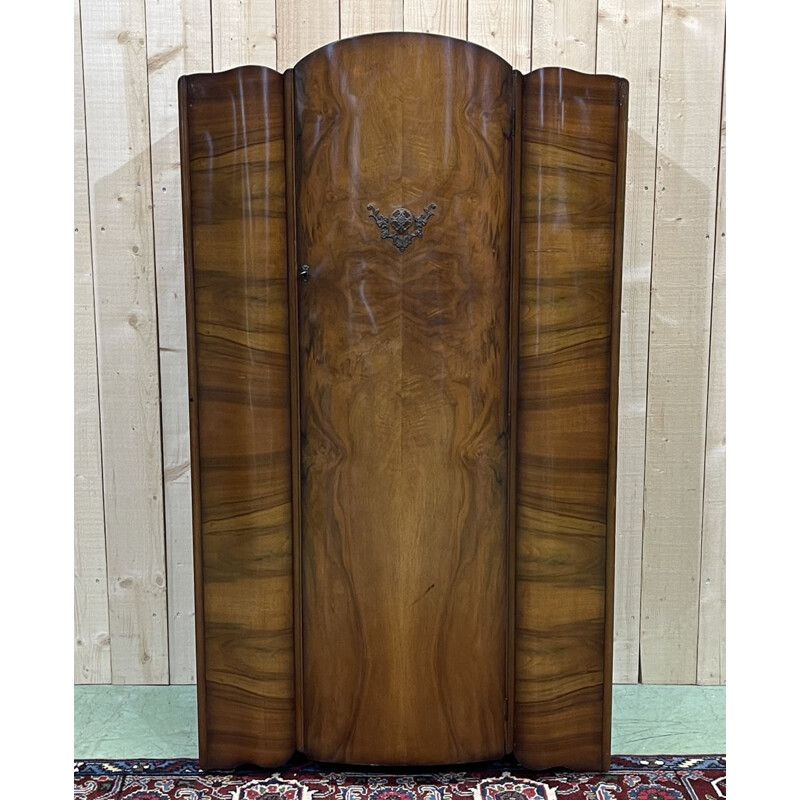 Vintage English Art Deco cabinet in burr walnut