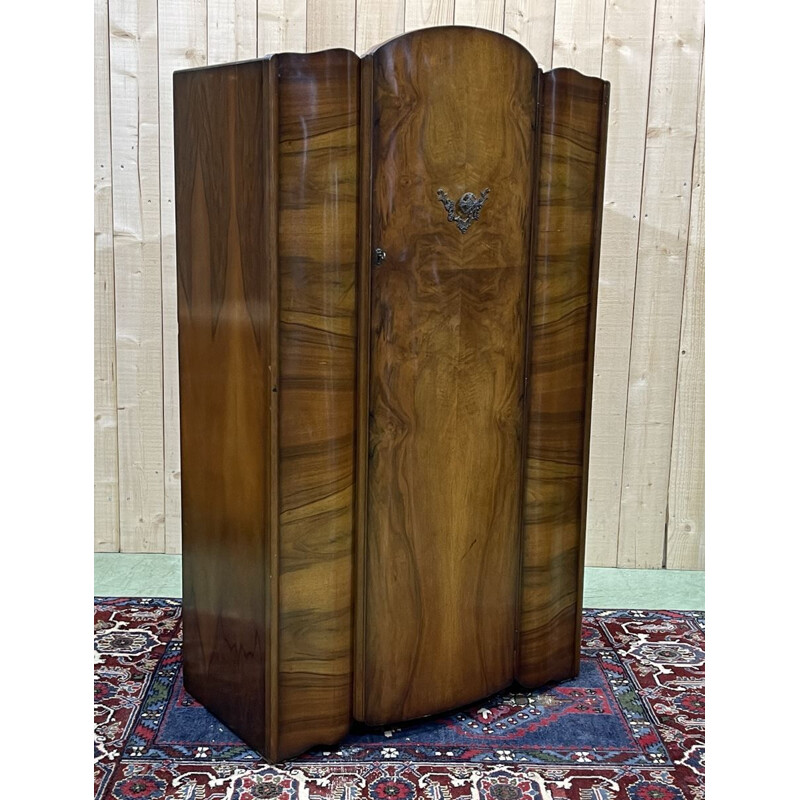 Vintage English Art Deco cabinet in burr walnut