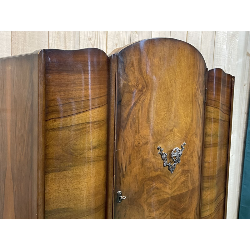 Vintage English Art Deco cabinet in burr walnut