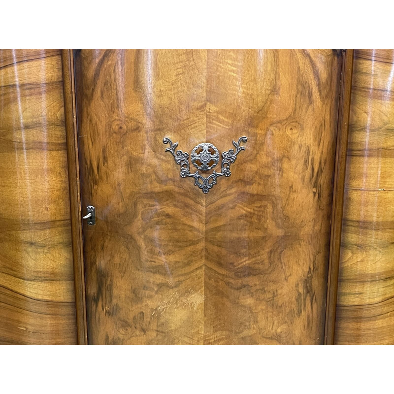 Vintage English Art Deco cabinet in burr walnut