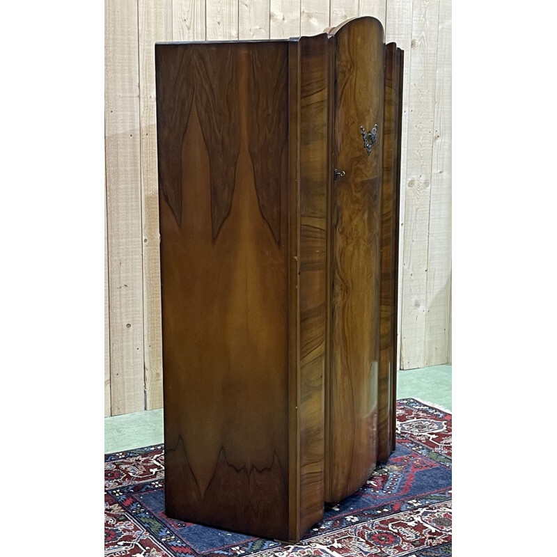 Vintage English Art Deco cabinet in burr walnut