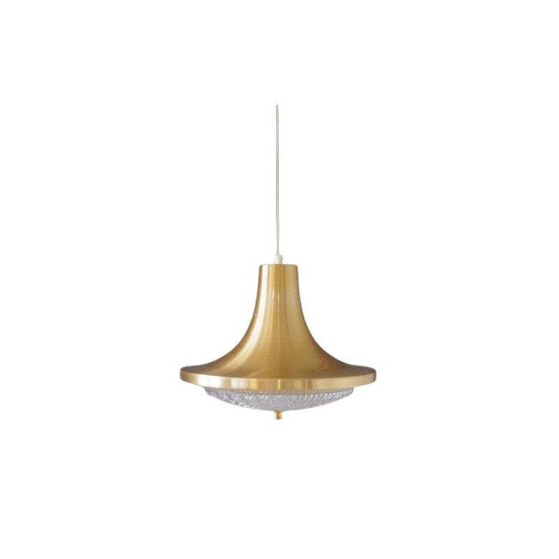 Vintage golden pendant lamp, Denmark 1970s