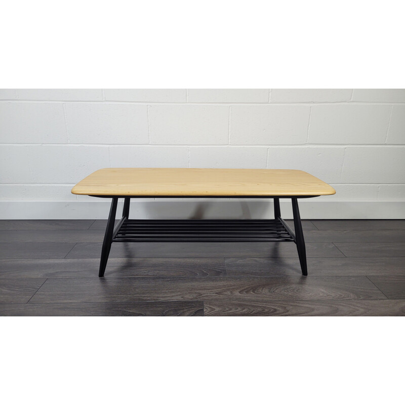 Vintage black leg coffee table by Ercol, 1970s