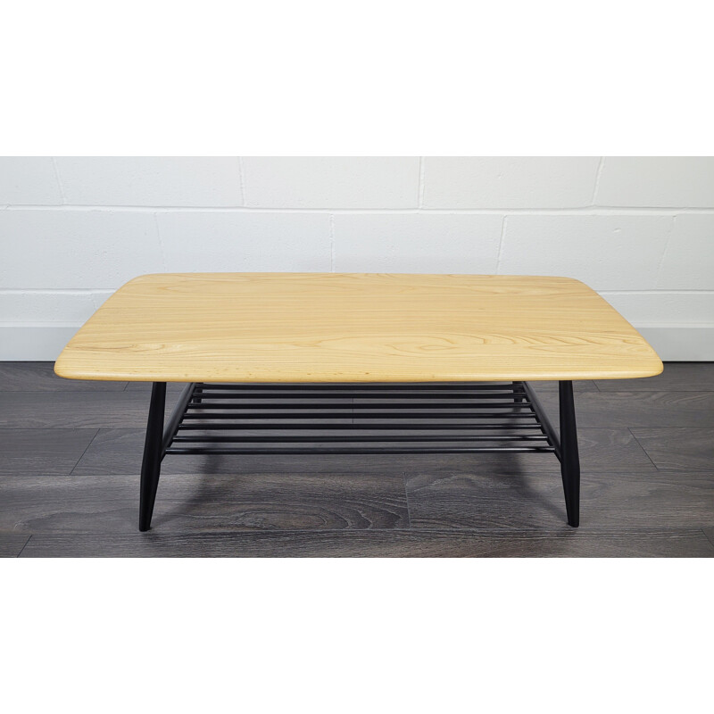 Vintage black leg coffee table by Ercol, 1970s