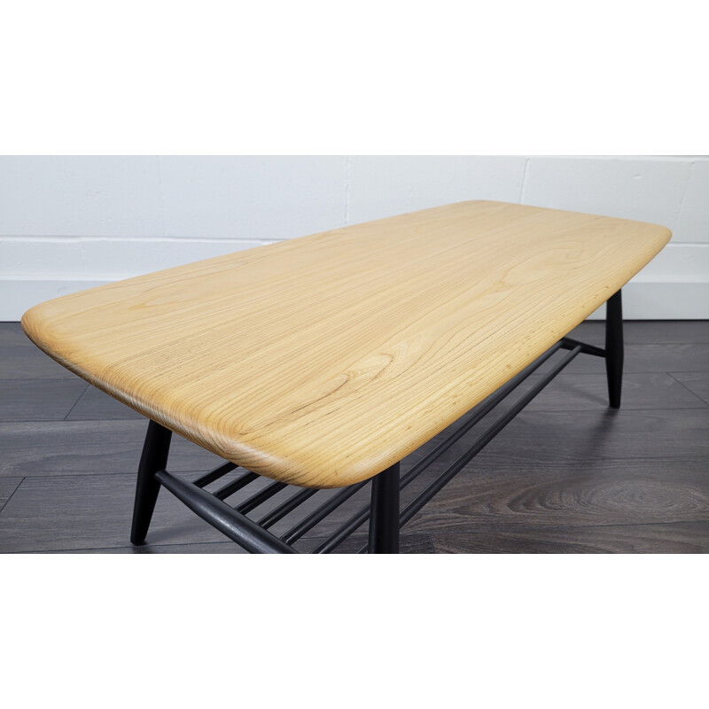 Vintage black leg coffee table by Ercol, 1970s