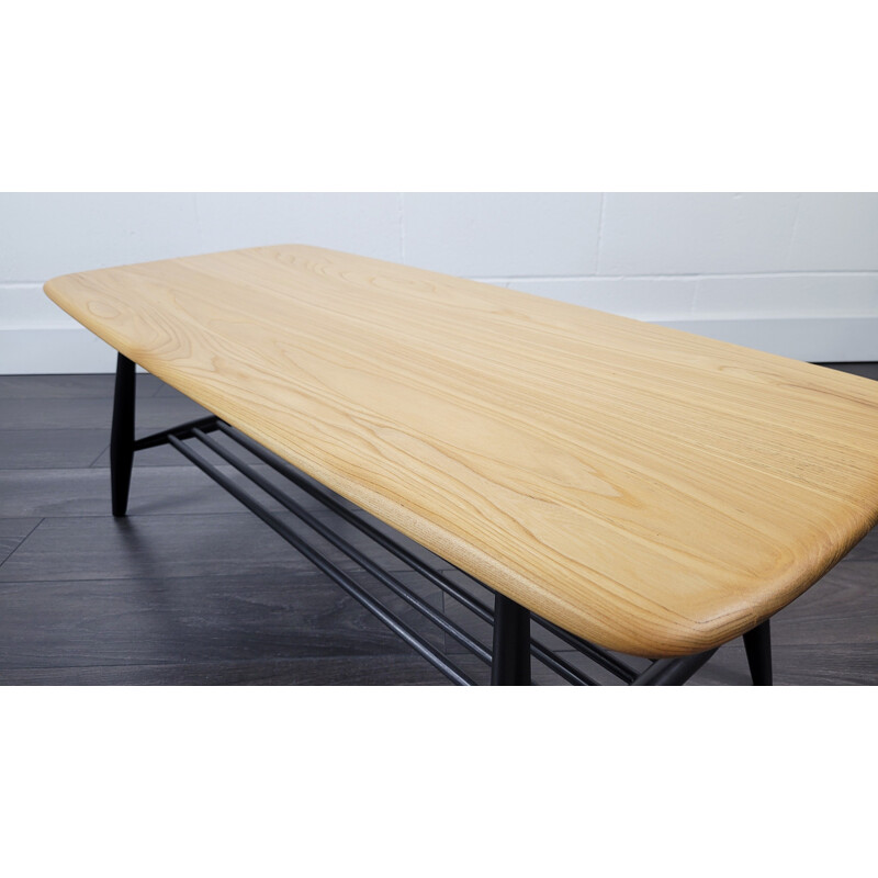 Vintage black leg coffee table by Ercol, 1970s