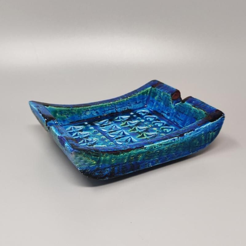 Vintage ashtray Blue Rimini by Bitossi for Aldo Londi, Italy 1960