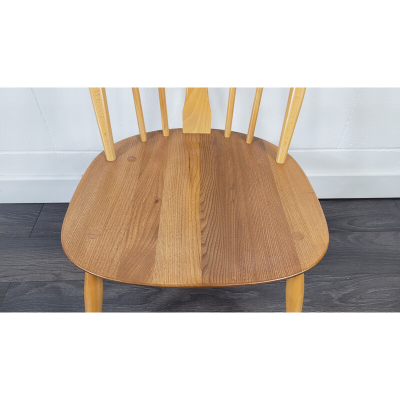 Vintage Fleur Windsor elmwood & beechwood dining chair by Ercol, 1980s