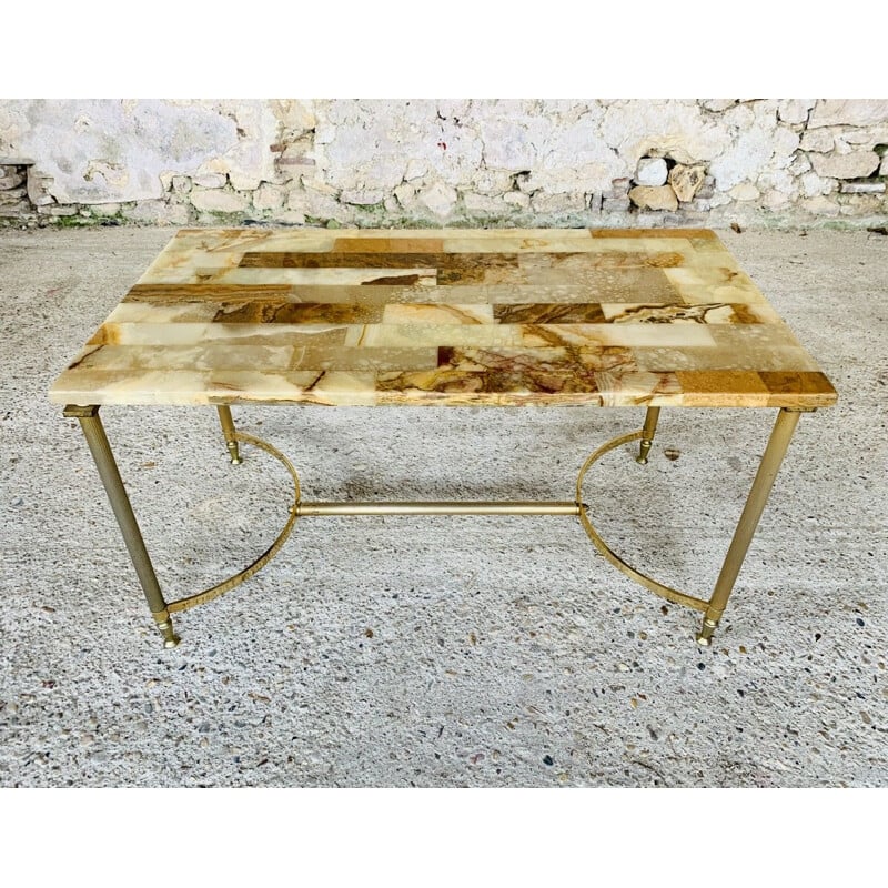 Vintage marble and onyx coffee table, 1970