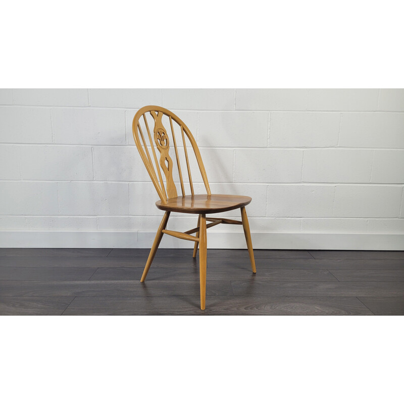 Vintage Fleur Windsor elmwood & beechwood dining chair by Ercol, 1980s