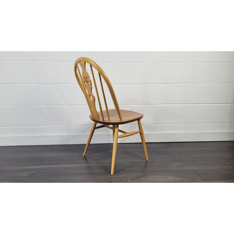 Vintage Fleur Windsor elmwood & beechwood dining chair by Ercol, 1980s