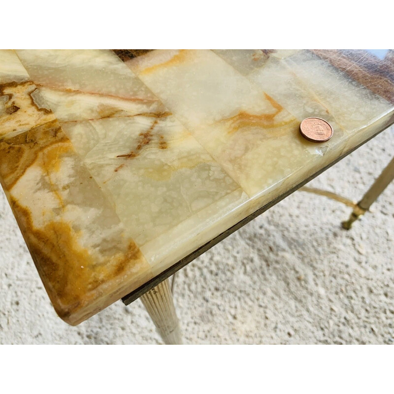 Table basse vintage en marbre et onyx, 1970