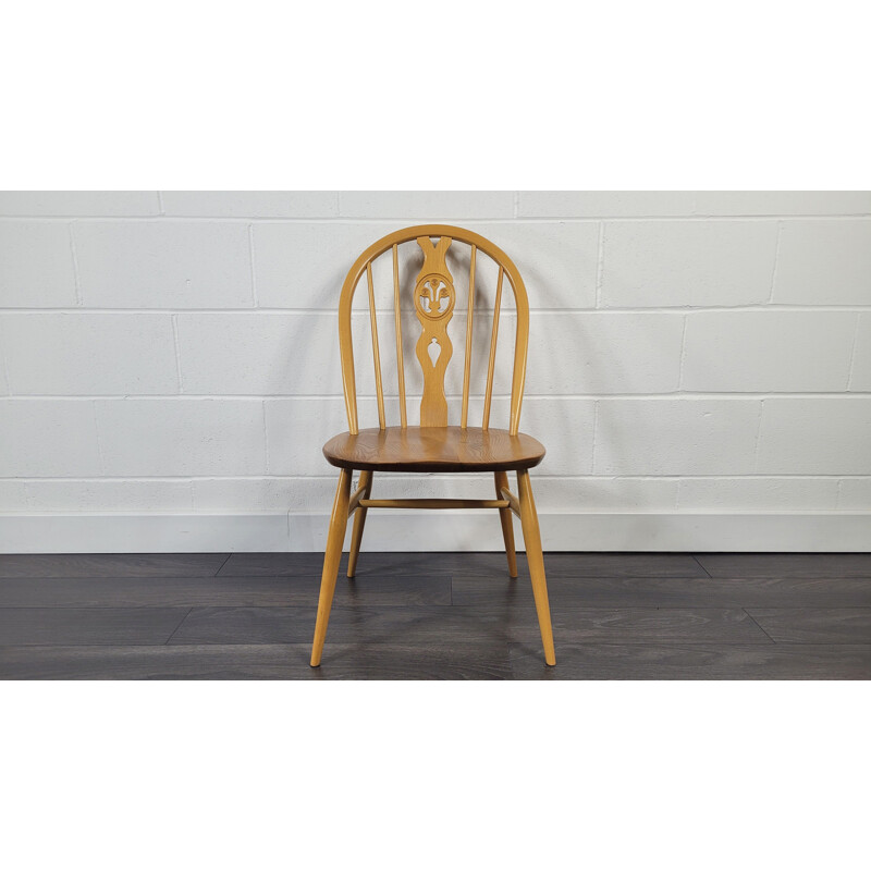 Vintage Fleur Windsor elmwood & beechwood dining chair by Ercol, 1980s