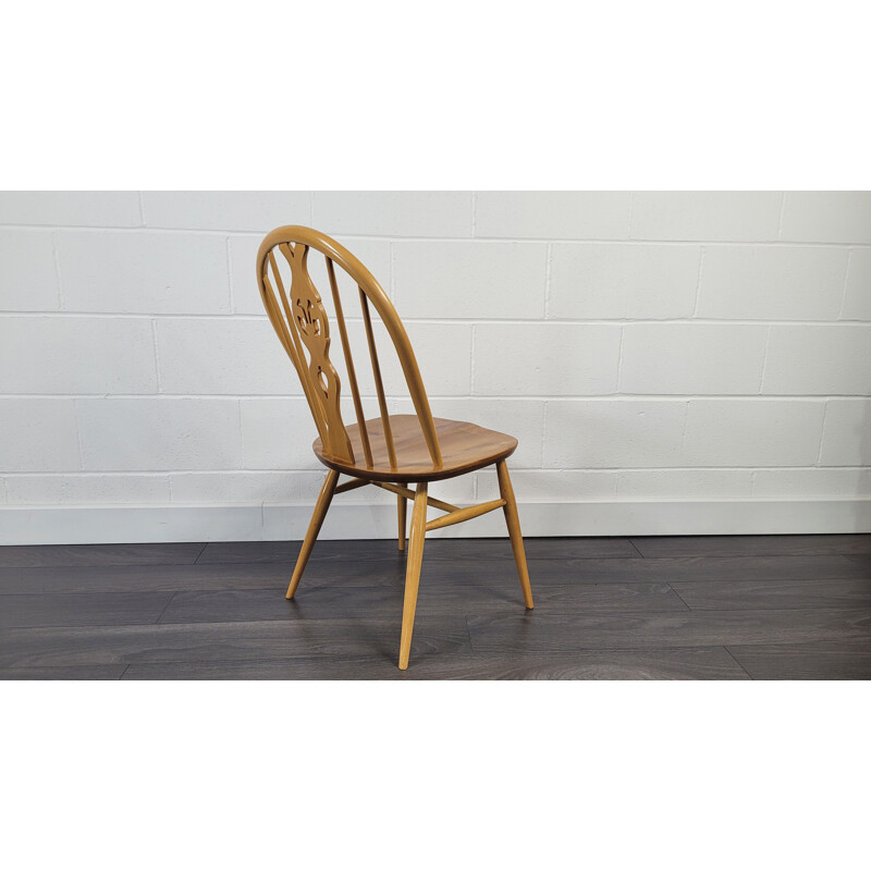 Vintage Fleur Windsor elmwood & beechwood dining chair by Ercol, 1980s