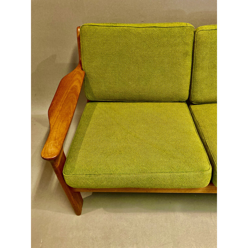 Vintage Scandinavian 3-seater khaki green sofa, 1950