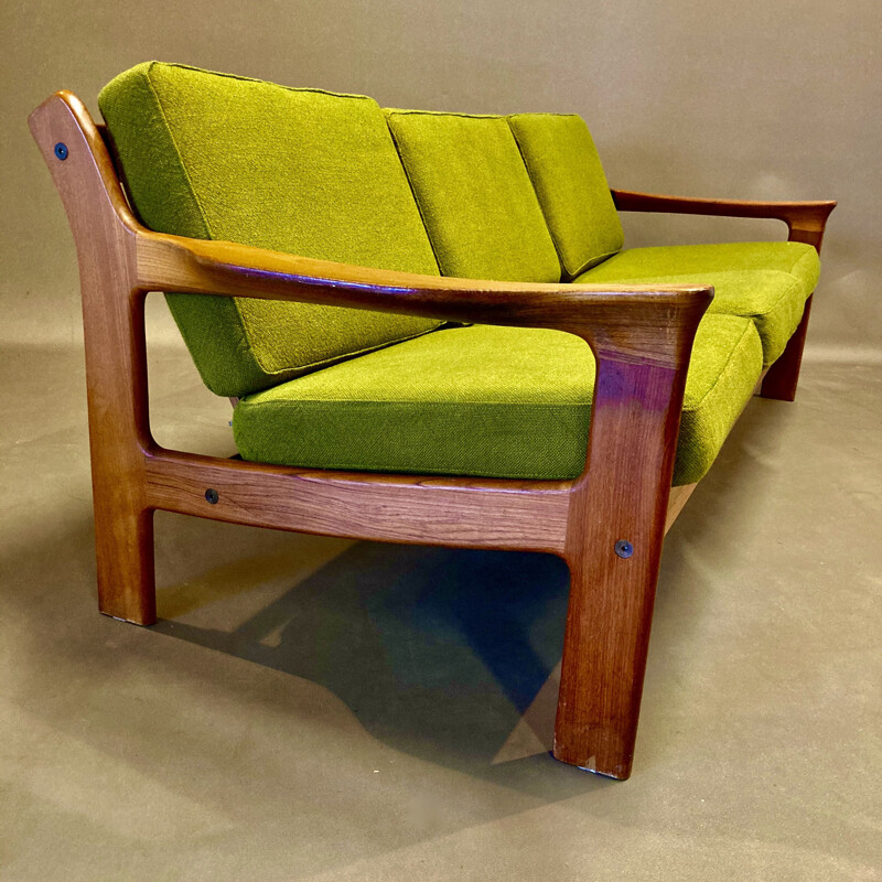 Vintage Scandinavian 3-seater khaki green sofa, 1950