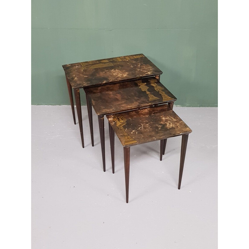 Italian vintage nesting tables by Aldo Tura, 1950s