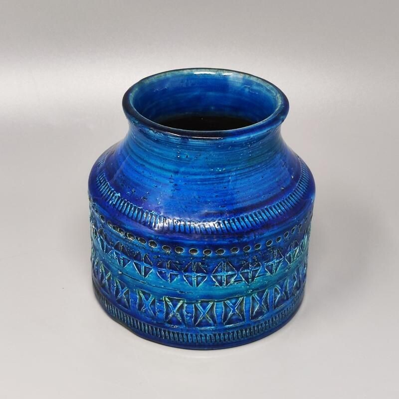 Vintage Vase "Blue Rimini" von Bitossi für Aldo Londi, Italien 1960