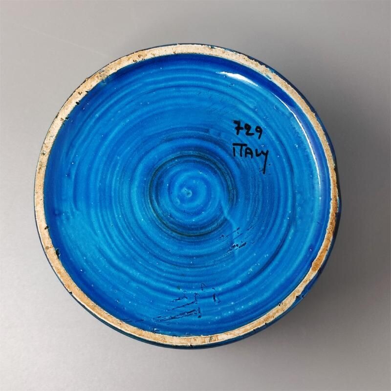 Vase vintage "Blue Rimini" par Bitossi pour Aldo Londi, Italie 1960