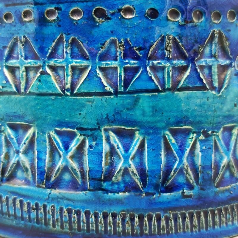 Vaso vintage "Blue Rimini" de Bitossi para Aldo Londi, Itália 1960