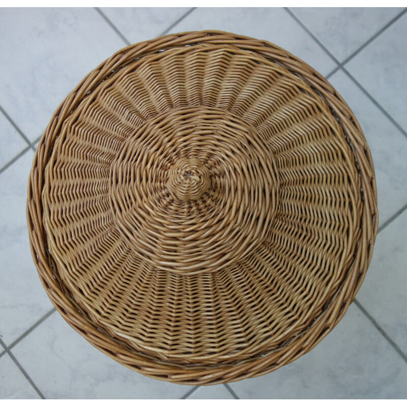 Cesta de mimbre vintage, 1960