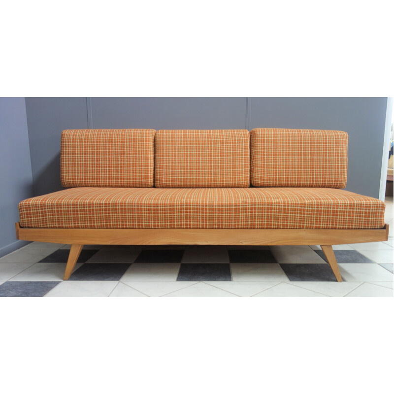 Vintage daybed in orange fabric, 1960s