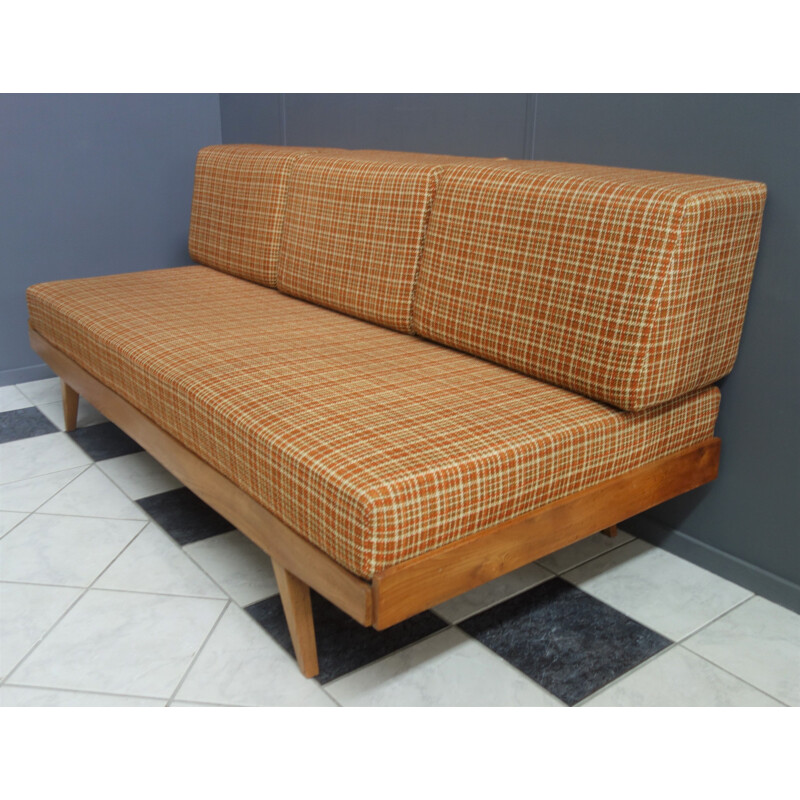 Vintage daybed in orange fabric, 1960s
