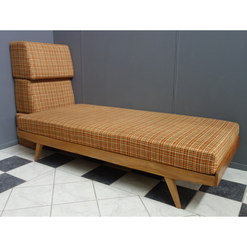 Vintage daybed in orange fabric, 1960s