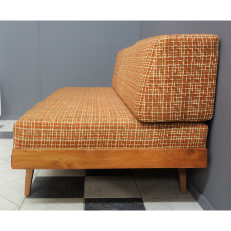 Vintage daybed in orange fabric, 1960s