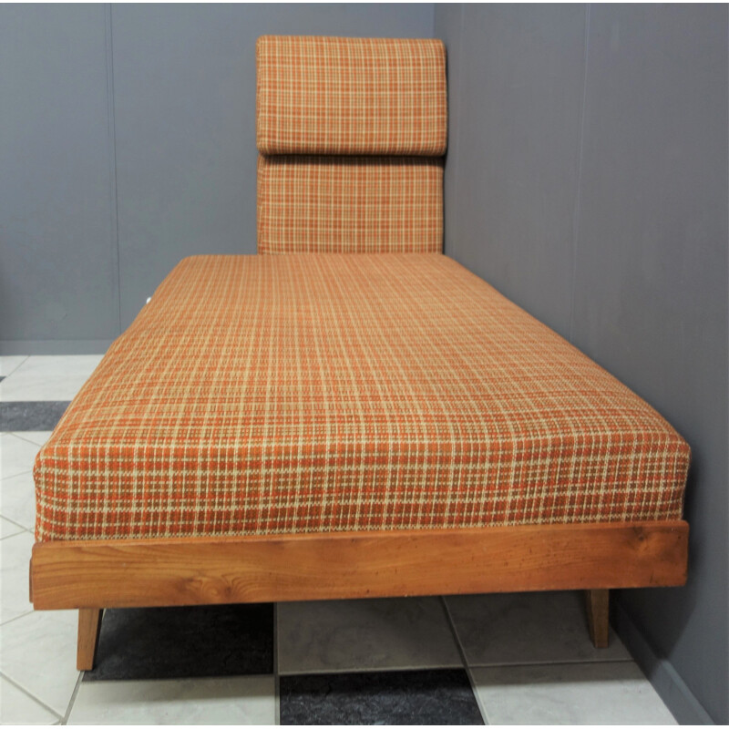Vintage daybed in orange fabric, 1960s