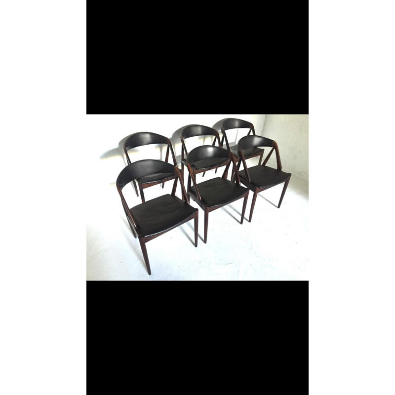 Ensemble de six chaises Schou Andersen en bois de palissandre, Kai KRISTIANSEN - 1960