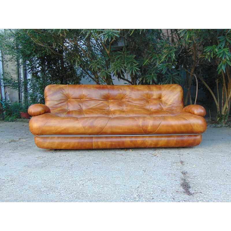 Leather vintage 3 seater sofa by Ipe Milano