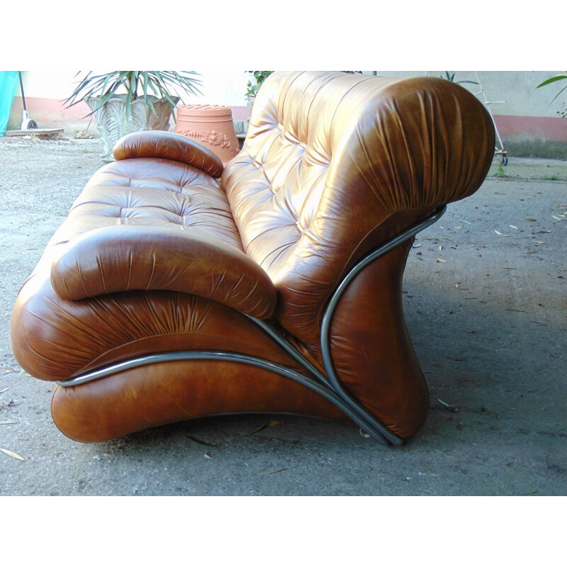 Leather vintage 3 seater sofa by Ipe Milano