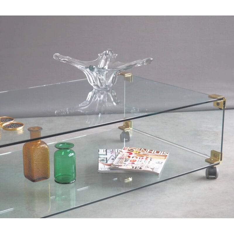 Table basse en verre et laiton - 1970