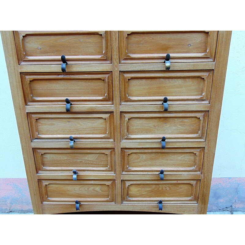 Vintage oak wood office file cabinet