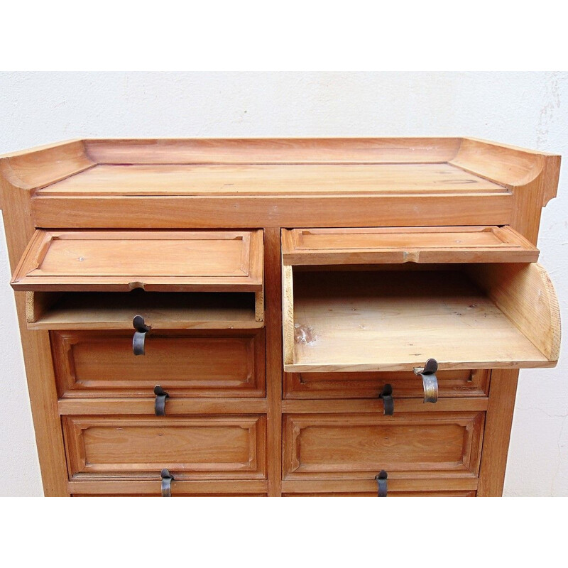 Vintage oak wood office file cabinet