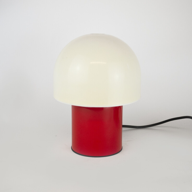 Vintage red and white table lamp by Dijksta Lampen, 1970s