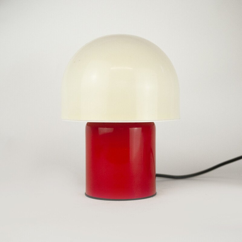 Lampe de table vintage rouge et blanche par Dijksta Lampen, 1970