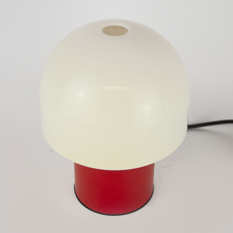 Vintage red and white table lamp by Dijksta Lampen, 1970s