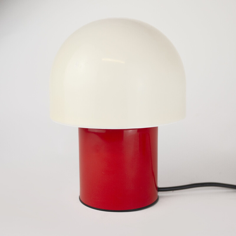 Lampe de table vintage rouge et blanche par Dijksta Lampen, 1970