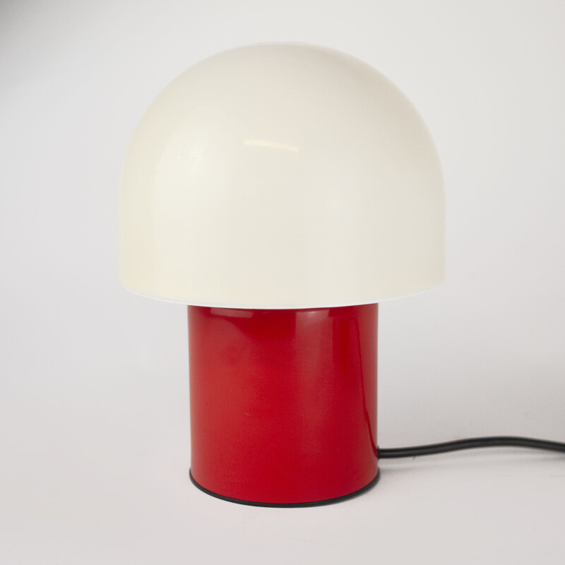 Vintage red and white table lamp by Dijksta Lampen, 1970s